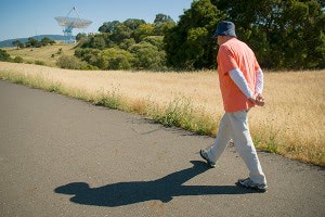 Stanford professor Michel Serres hikes the Dish on a regular basis.